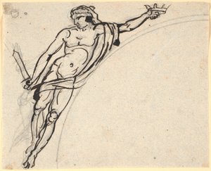 右手に王冠を持ってホバリングしている男性の姿 作： Nicolai Abildgaard