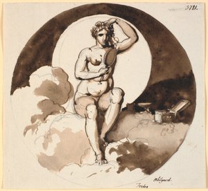 金曜日。 鏡と宝石箱に座っているヴィーナス 作： Nicolai Abildgaard
