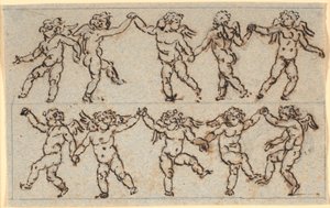 踊るキューピッドの 2 列のフリーズ 作： Nicolai Abildgaard