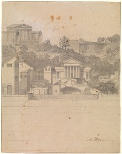 古代の建物のある風景。 装飾案 作： Nicolai Abildgaard