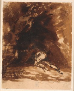 洞窟に潜り込むニールス・クリム 作： Nicolai Abildgaard
