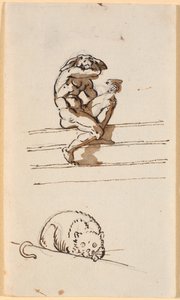 ロバの頭を持つルシウスの習作。 以下、シモの猫の研究がソシアに打ち明ける 作： Nicolai Abildgaard