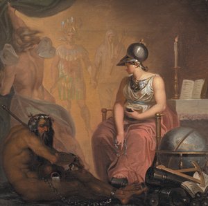 学習の復活、印刷と火薬の発明、アメリカの発見 作： Nicolai Abildgaard