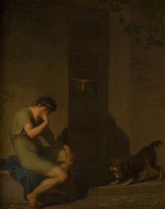 最愛の人の扉の外で嘆くティブラス 作： Nicolai Abildgaard