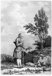 Jean-Jacques Rousseau（1712-78）1778年6月、エルメノンヴィルで採集したハーブ、ルイミシェルハルボー（b.1730）の彫刻 作： Nicolas Andre Monsiau