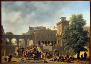 イタリアのキャンペーン（1796-1797年）。"軍病院の外観またはイタリアのフランス人" ニコラ・アントワーヌ・トーナイ（1755-1820）の絵画 18世紀 日0,46 x 0,65 m