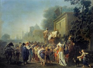 旅する喜劇人たち、狂気の劇場 ニコラ・トーナイ（1755-1830）による絵画 19世紀 ランス、ボザール美術館 作： Nicolas Antoine Taunay