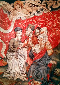 男性に福音をもたらす天使の詳細、いいえ。アンジェの黙示録、1373-87の49 作： Nicolas Bataille