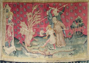 神のしもべと戦うドラゴン、いいえ。 39「怒りの黙示録」、1373-87（タペストリー）