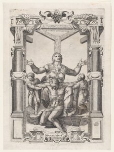 十字架の前で天使とピエタ、1547., 1547. 作： Nicolas Beatrizet