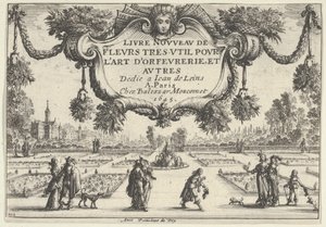 タイトル プレート、『New Book of Very Useful Flowers』、1645 年、1645 年より。 作： Nicolas Cochin
