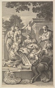 人文科学を謳った寓話的な構成、1695年。 作： Nicolas Dorigny