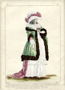 Gallerie des Modes et Costumes Francais、1785年、CCC 297：一人で歩いているきれいな女性... 作： Nicolas Dupin