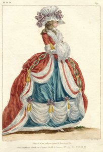 マリー・アントワネット: ファッションの女王: フランスのファッションと衣装のギャラリー Gallerie des Modes et Costumes Francais、1787年、ooo.359、冬のコートドレス（オブジェクトのタイトル）