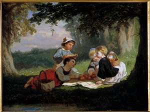 Le gouter champetre ニコラ・ガベ（1814-1865）の絵画 19世紀 個人蔵 作： Nicolas Edward Gabe