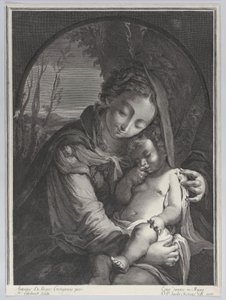 眠っているキリストの子供と聖母, 1708., 1708. 作： Nicolas Etienne Edelinck