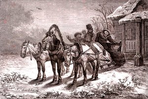ロシア1865年の中継所。1865年の郵便局（エングレーヴィング） 作： Nicolas Gregorovitch Svertschkoff