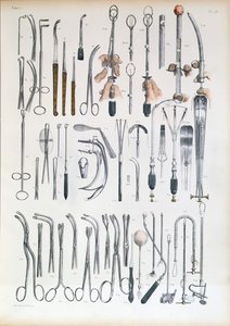 扁桃腺手術のための手術器具、ジャンバティストマルクブールジュリー（1797-1849）1866-67による「Traite Complet de l&39;Anatomie de l&39;Homme」のプレート