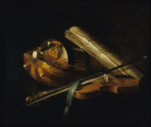 楽器のある静物、1756年。 作： Nicolas Henri Jeaurat de Bertry