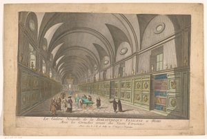 バチカン図書館のギャラリー エトルリアの花瓶で飾られたコーニスを備えたローマのバチカン図書館の新しいギャラリー（オブジェクトのタイトル） 作： Nicolas Jean Baptiste Poilly