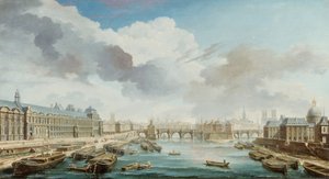 ルーヴル美術館、ポンヌフ美術館、コレージュ デ キャトル ナシオン、1755 年。 作： Nicolas Jean Baptiste Raguenet