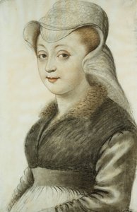 左を向いた半身の若い女性の肖像画 作： Nicolas Lagneau or Lanneau