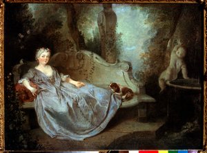 庭の女、18世紀 作： Nicolas Lancret