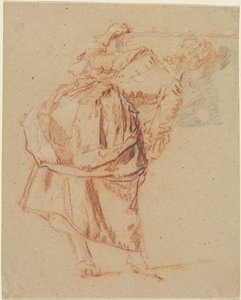 鏡を見る若い女性 作： Nicolas Lancret
