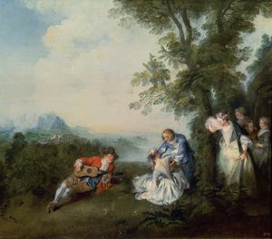森の端にある会社、1720 作： Nicolas Lancret