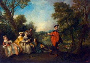 公園でのコンサート」、1720-1743。 作： Nicolas Lancret