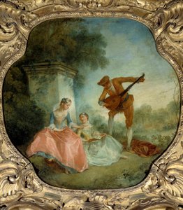 La lecon de musique ニコラ・ランクレ(1690-1743)の絵画 18世紀 日。0.89x0.9 m. 作： Nicolas Lancret