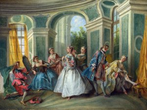 ランクレット（1690-1743） 《人間の4つの年齢：青年期》 油彩・キャンバス ロココ ca 1735 フランス ナショナル・ギャラリー ロンドン 34,3x45,3 絵画 作： Nicolas Lancret
