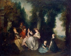 庭でのパーティー」、1690-1743。 作： Nicolas Lancret