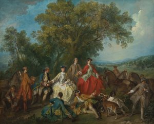狩りの後のピクニック、おそらく c. 17351740。 作： Nicolas Lancret