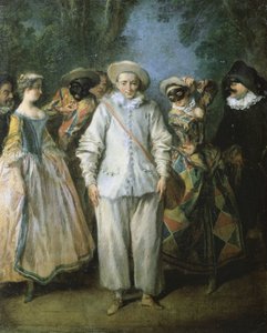 イタリア喜劇の役者たち、あるいはイタリア劇場》1725-28年頃（木に油彩） 作： Nicolas Lancret