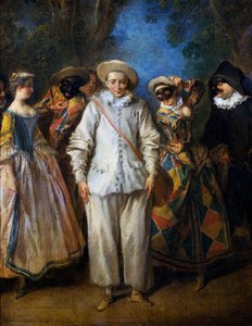イタリア喜劇の役者たち」ニコラ・ランクレ（1690-1743）作、パネルに油彩、25.5x22cm。フランス 作： Nicolas Lancret