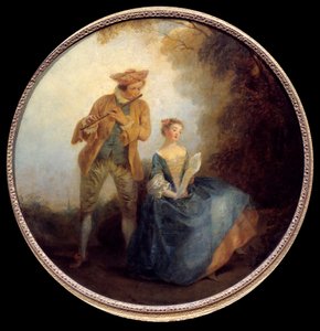 デュオです。ニコラ・ランクレ（1690-1743）の絵画 作： Nicolas Lancret