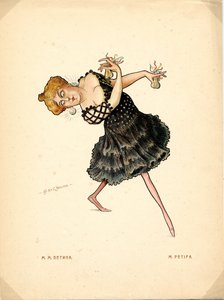 マリー・プティパ (1857-1930) ロシアのバレリーナの肖像 - ニコライ・グスタヴォヴィッチ・レガート (1869-1937) によるリトグラフ、Ballet russe en caricatures から抽出 作： Nicolas Legat