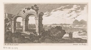 2 つのアーチのある廃墟のある風景 作： Nicolas Perelle