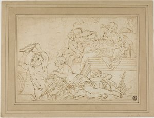 ニンフとサテュロスのいる場面 作： Nicolas Pierre Loir
