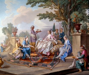 スルタンの昼食。 Nicolas Pierre Pithou Le Jeune（18世紀）による柔らかい磁器の絵付け1783 Dim。 0,39x0,49 m セーヴル、セラミック引用 - スルタナの朝食。 Nicolas Pierre Pithou The Younger（18世紀