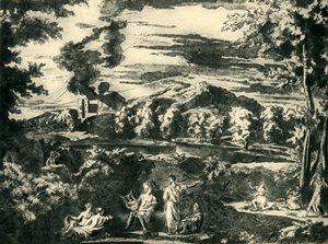 17世紀半ばの1943年、オルフェウスとエウリュディケのいる風景。 作： Nicolas Poussin