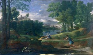 ヘビに殺された男のいる風景、1648年頃（キャンバスに油彩） 作： Nicolas Poussin