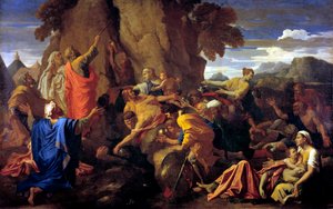 岩を打つモーセ、1649 作： Nicolas Poussin
