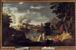 ニコラ・プッサンによるオルフェとエウリュディケの絵画 作： Nicolas Poussin