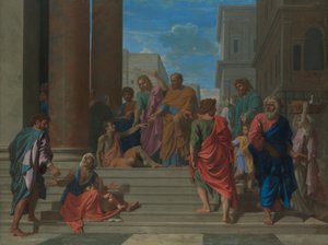 聖人ピーターとジョンはラメ男を癒す、1655。 作： Nicolas Poussin