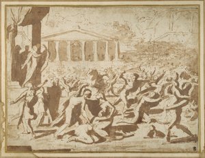 サビーン人女性の誘拐のための習作」1633年頃（紙に水墨画 作： Nicolas Poussin