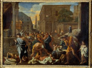 アドッドのペストは、ペリシテ人がニコラ・プッサンによるペストの絵に打たれたと言います 作： Nicolas Poussin