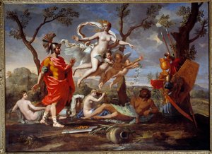 ヴィーナス・アーモン・イーニー ニコラ・プッサン（1594-1665）作 1639年 日1,07x1,46 m ルーアン、ミュゼ・デ・ボザール 作： Nicolas Poussin