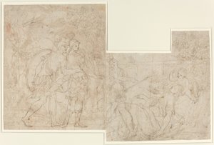 眠っている女性を発見する 3 人の兵士 作： Nicolas Raymond de La Fage